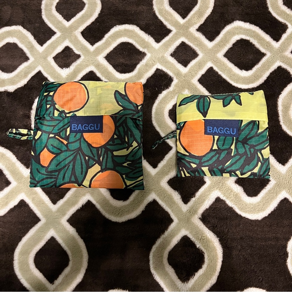 Baggu Orange Tree print Baby and Standard Reusable Bag Set